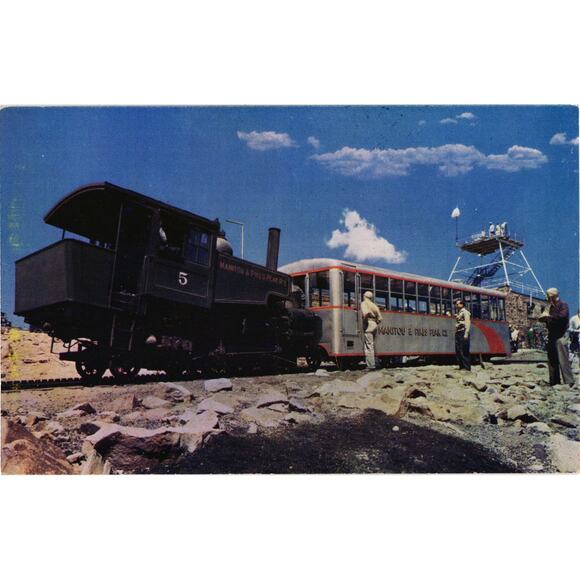 Old Cog Engine Pikes Peak Postcard Posted 1952 - Picture 1 of 2